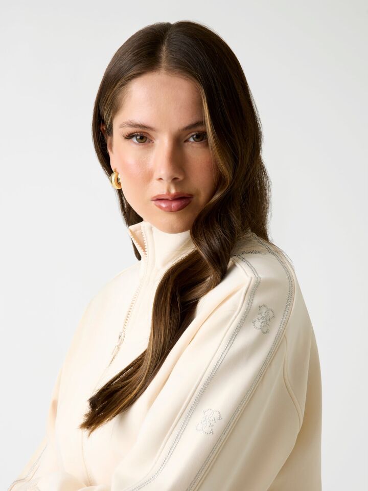 OCTAVIA HIGH NECK FU - ECO POLY VI STR BRUSHED TERRY