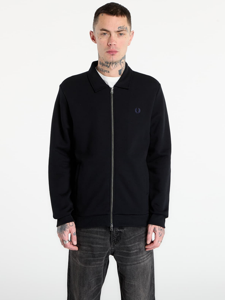 ZIP THROUGH COLLARED SWEATSHIR