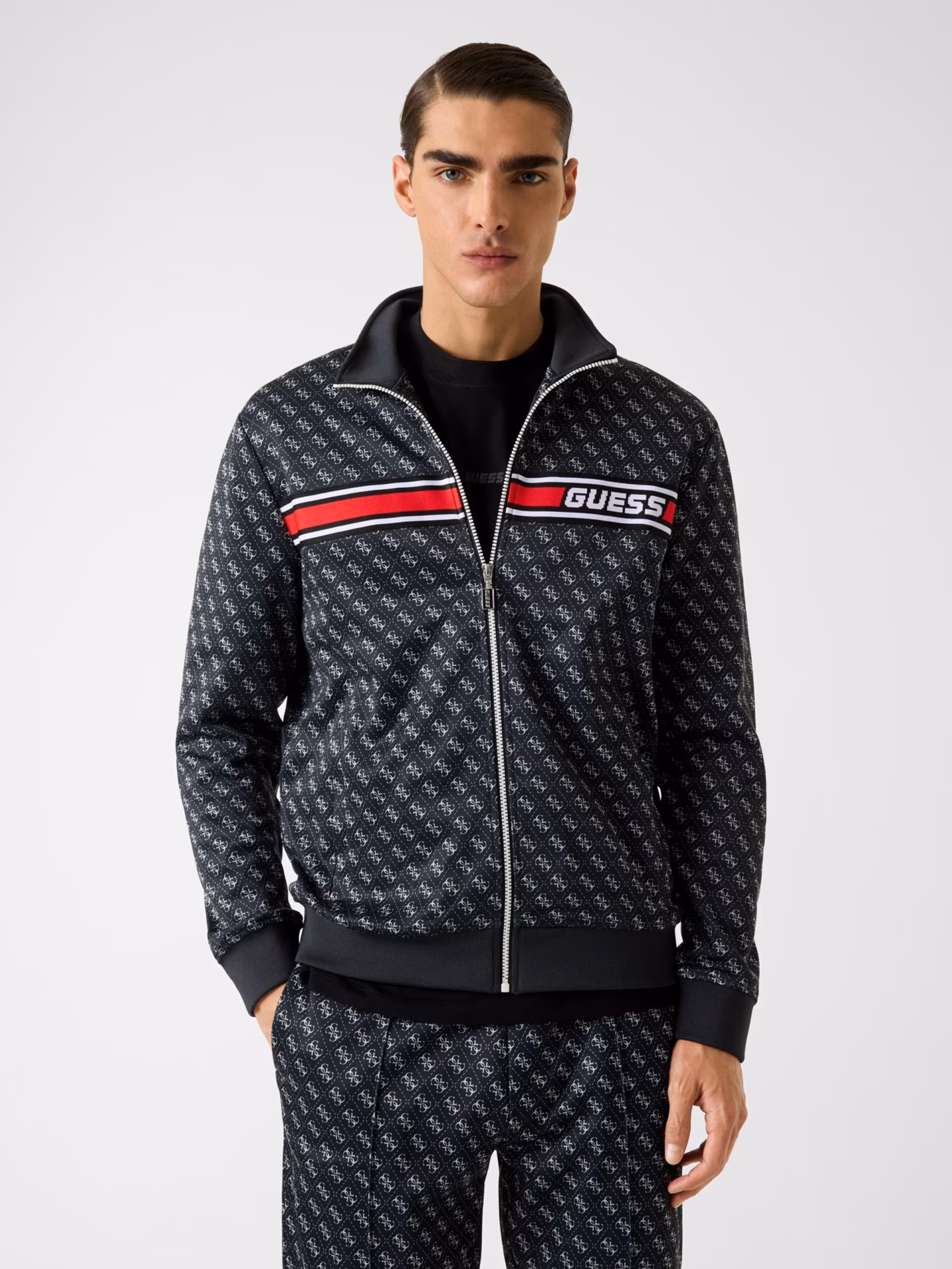 Guess Korbin Fermuarlı Logo Detaylı Erkek Sweatshirt