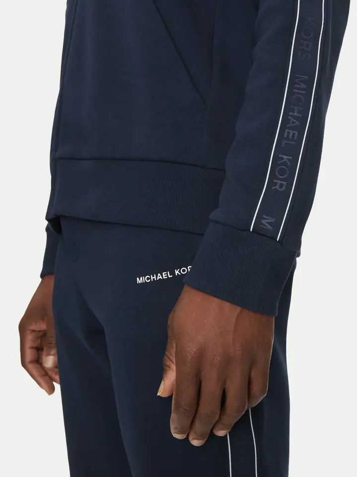 LOGO TAPE ZIP HOODIE – Erkek Lacivert Kapüşonlu Fermuarlı Sweatshirt