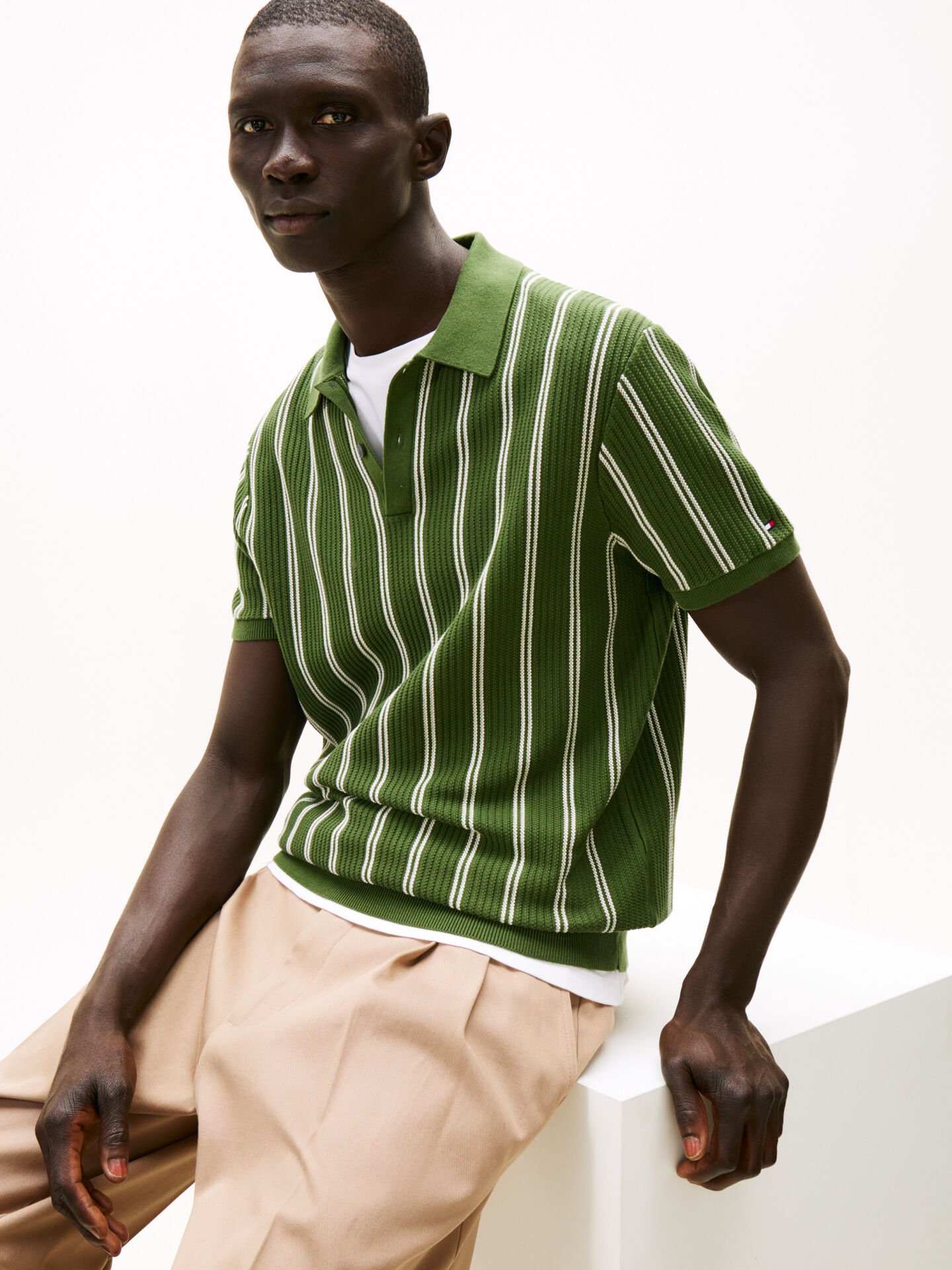 KNITTED VERTICAL STRIPE TRİKO POLO