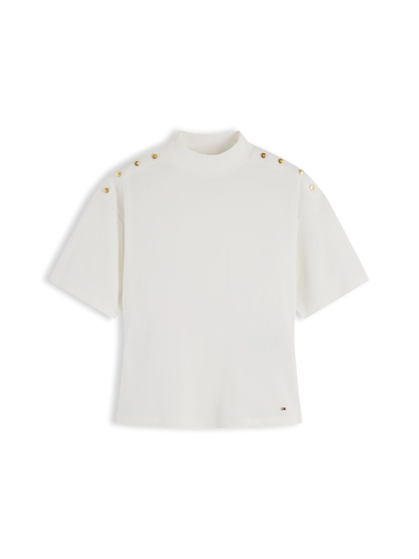 GOLD BUTTON HIGH-NK S/S TEE