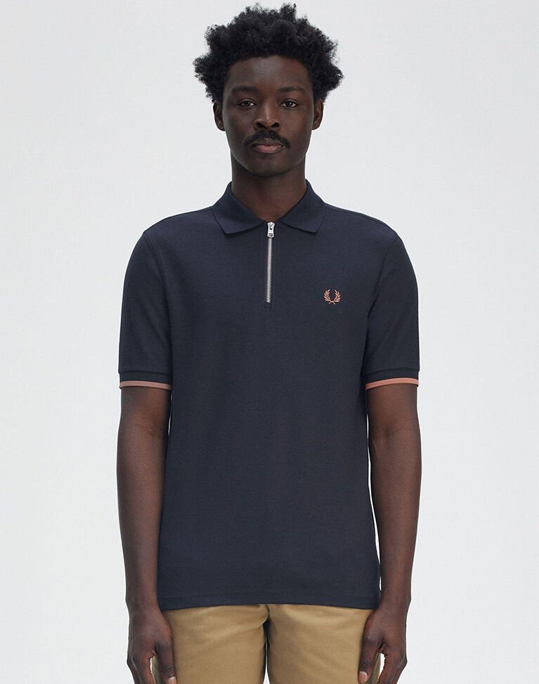 CREPE PIQUE ZIP NECK SHIRT - Fermuarlı Polo T-shirt