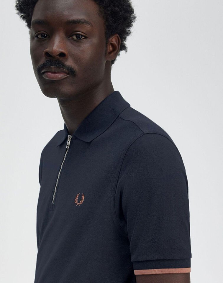 CREPE PIQUE ZIP NECK SHIRT - Fermuarlı Polo T-shirt