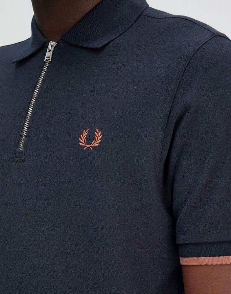 CREPE PIQUE ZIP NECK SHIRT - Fermuarlı Polo T-shirt