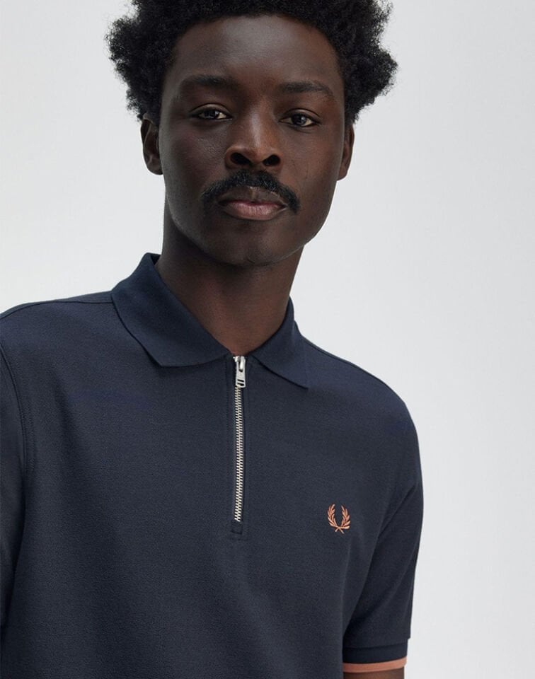 CREPE PIQUE ZIP NECK SHIRT - Fermuarlı Polo T-shirt