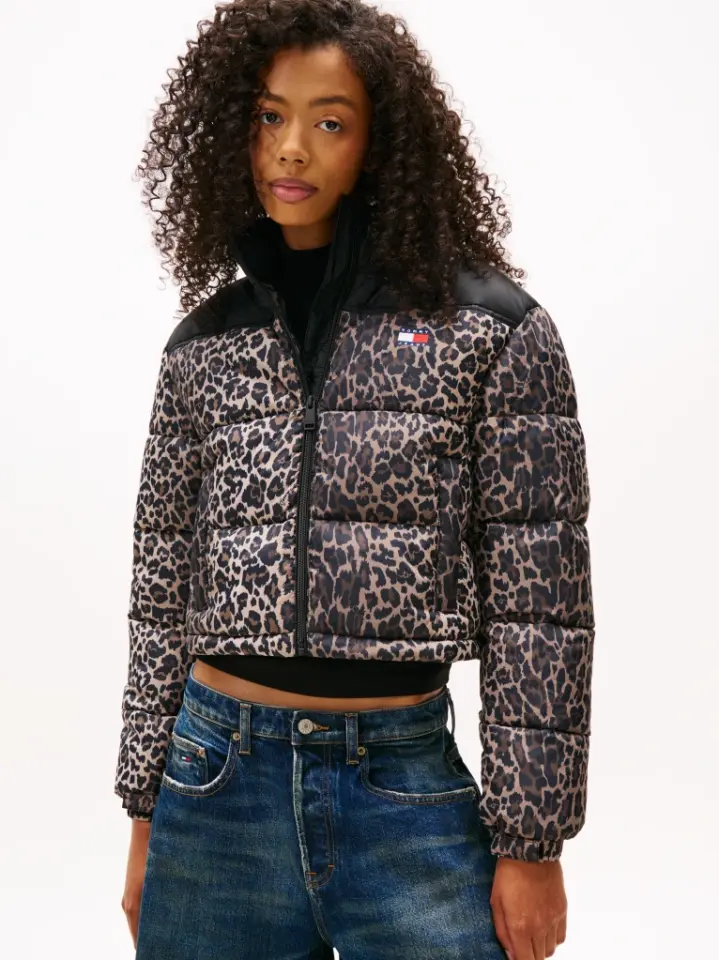 CROPPED LEOPARD PUFFER - Kısa Şişme Mont