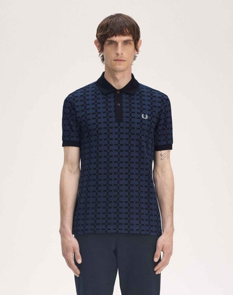JACQUARD PRINT POLO SHIRT - Geometrik Desenli Polo T-shirt