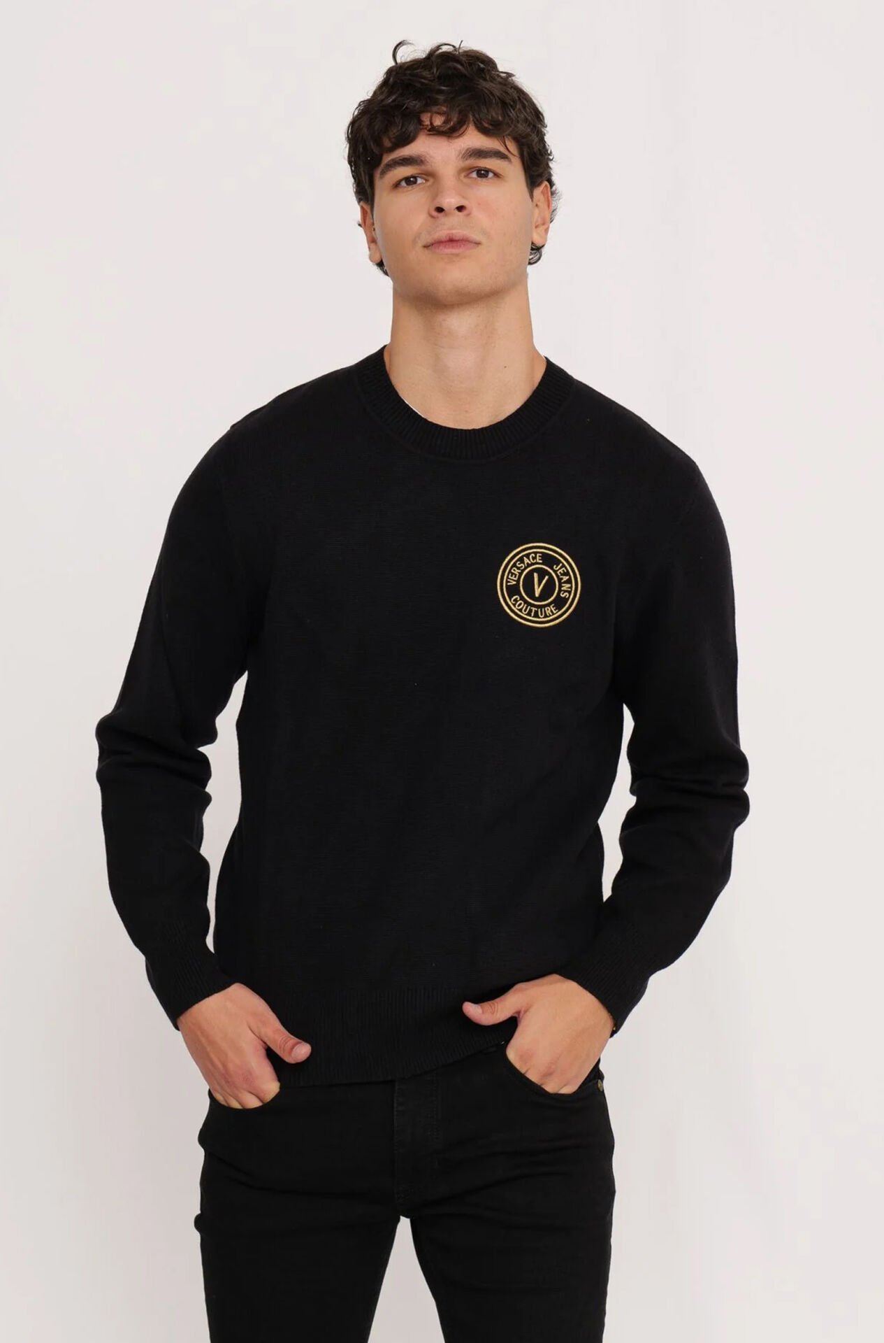 V-EMBLEM SLIM FIT Pamuk-Kaşmir Kazak