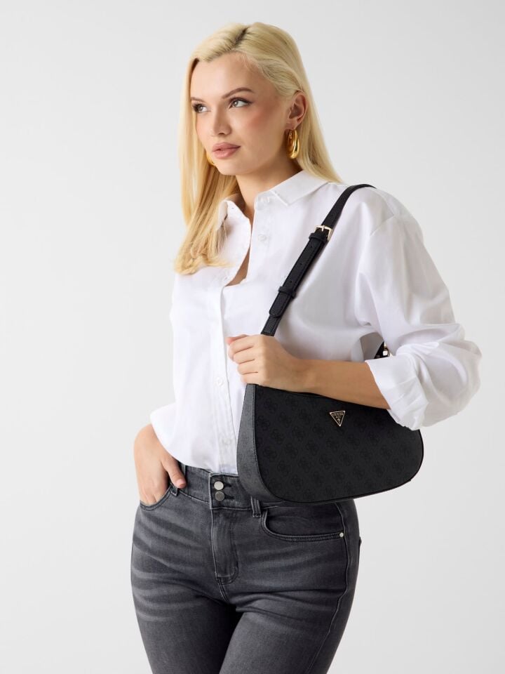 NOELLE II TOP ZIP SHOULDER BAG - Logolu Ayarlanabilir Askılı Çanta