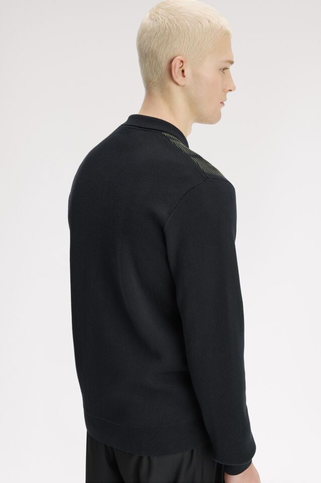 TEXTURED PANEL ZIP CARDIGAN