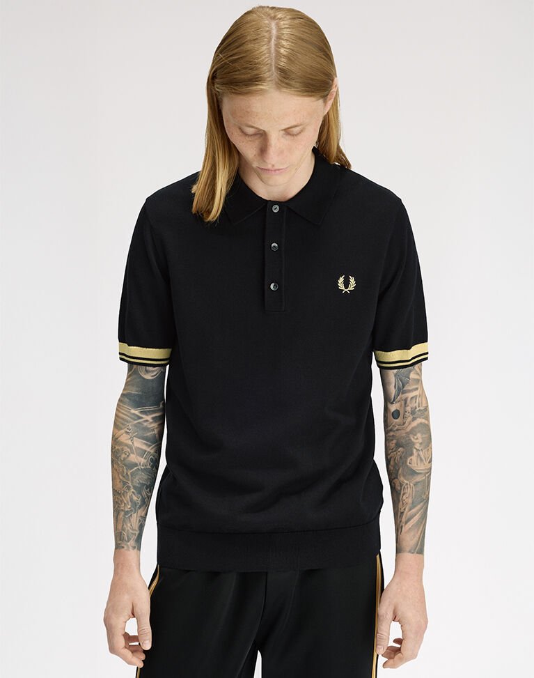 CONTRAST CUFF KNITTED SHIRT