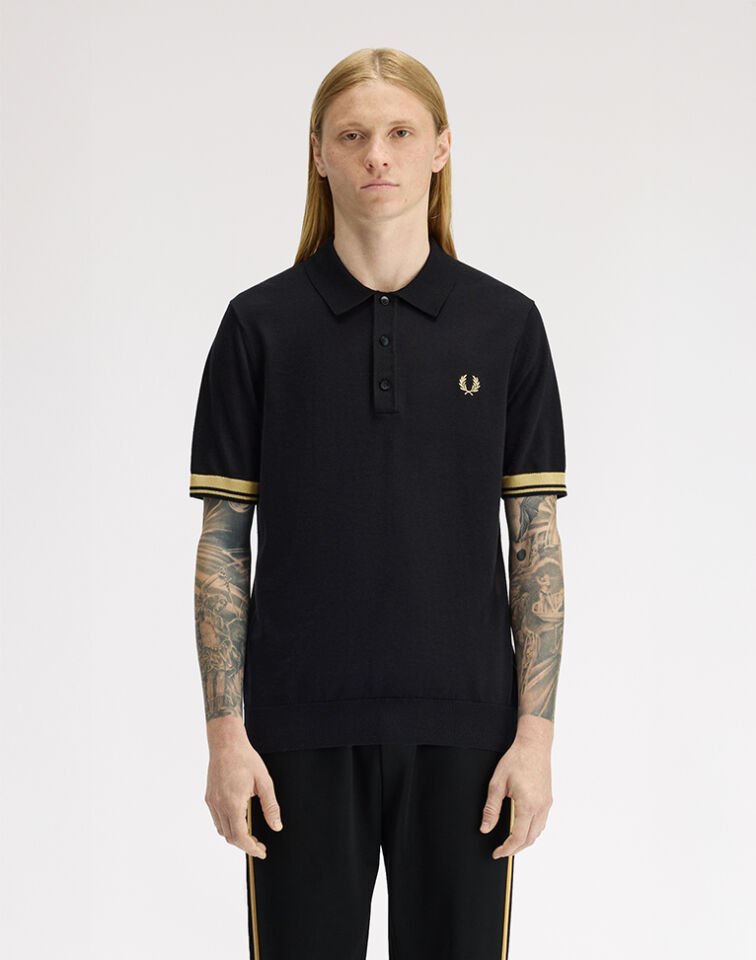 CONTRAST CUFF KNITTED SHIRT