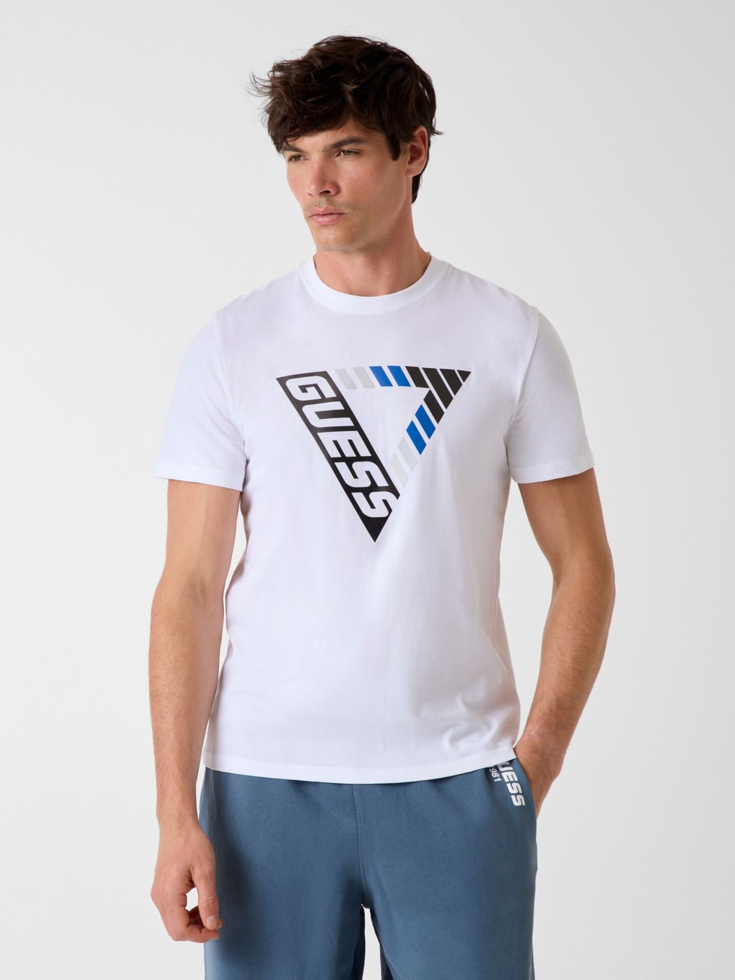 ÜÇGEN LOGOLU PAMUK T-SHIRT XXL - Beyaz