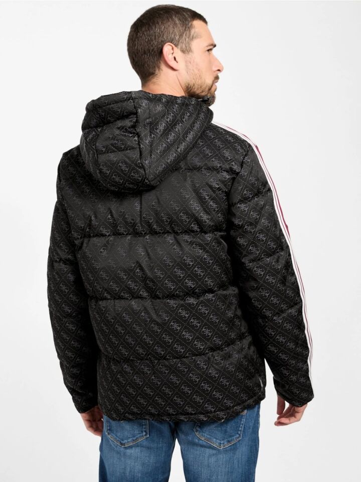 Guess Fusco 4G Logolu Şerit Detaylı Erkek Şişme Mont