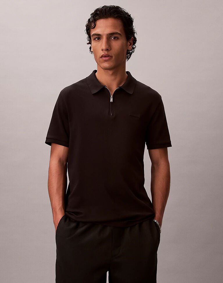 FERMUARLI POLO TİŞÖRT S - Siyah