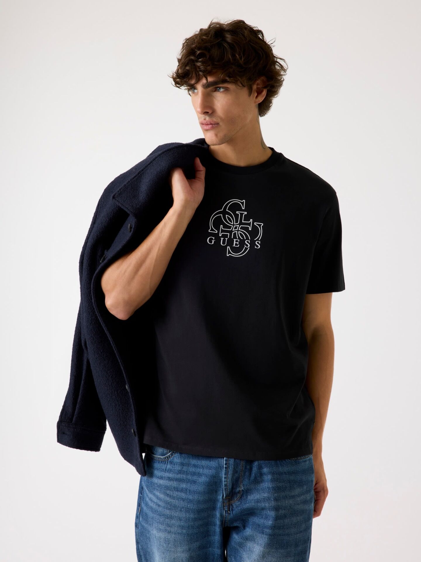 Guess Basic Quattro 4G Logolu Erkek T-Shirt