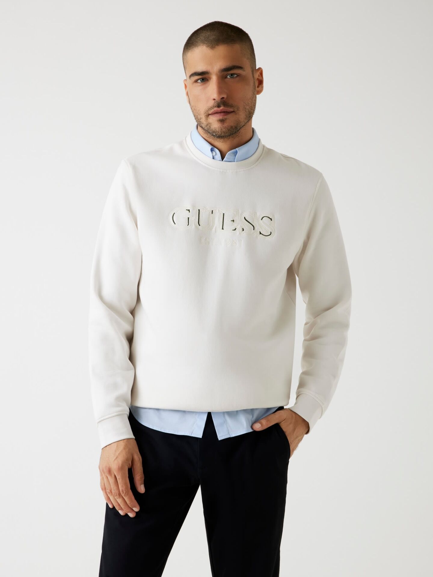 Guess CN Basic Nakış İşleme Logolu Erkek Sweatshirt