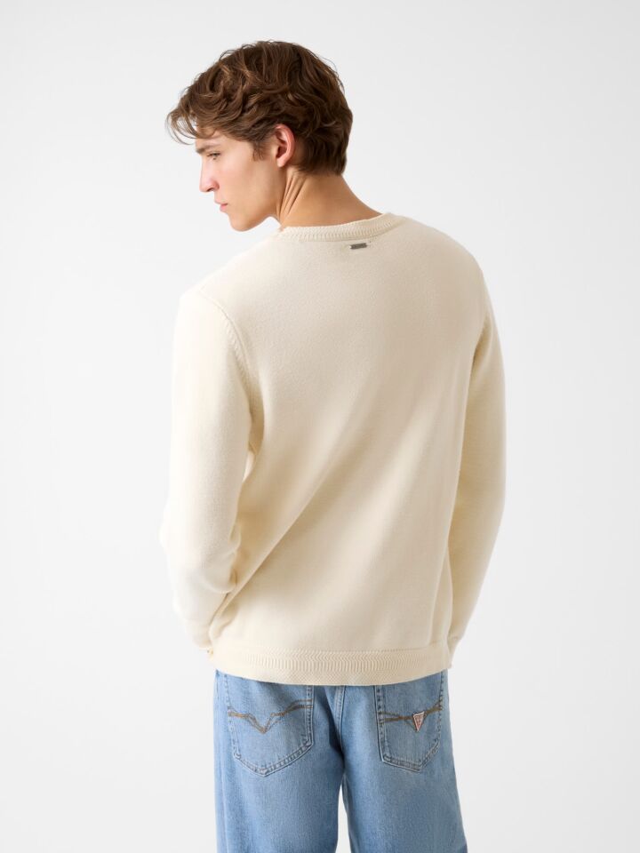 Guess Liam Kabartma Logolu Erkek Regular Fit Kazak